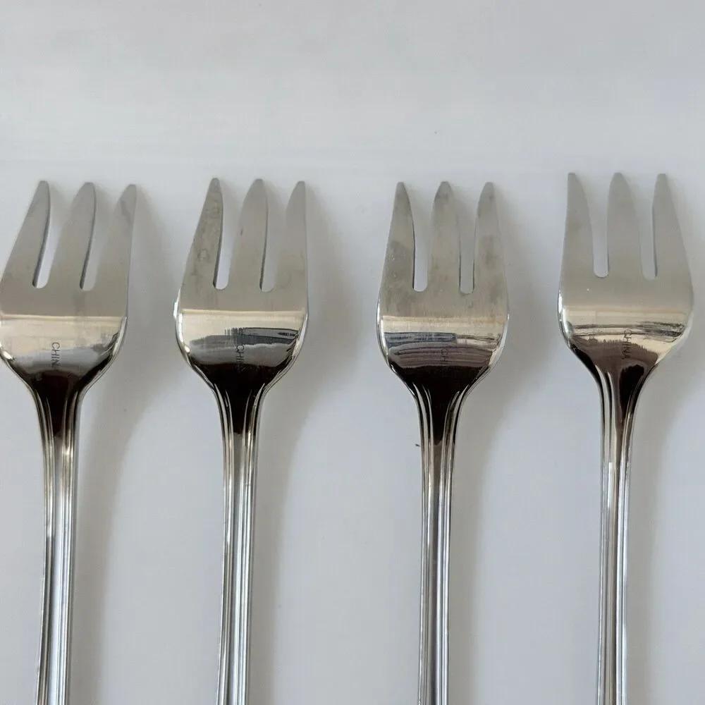 4pc GORHAM Monet Frosted Stainless Cocktail/Seafood Forks 5 1/2” Glossy 18/8